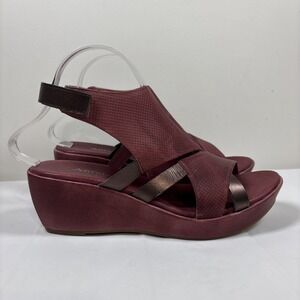 Antelope Womens 40 Wedge Sandals Burgundy Perforate Uppers Leather Platform Comf
